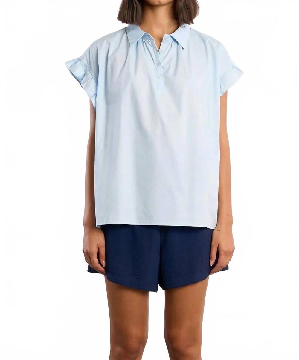 NEW MOLLY BRACKEN brighton short sleeves top in light blue